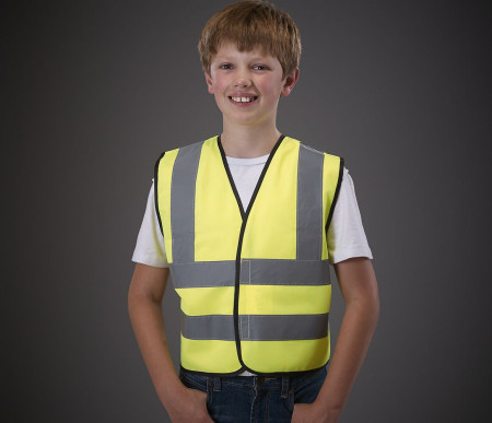 KIDS HI-VIS TWO BAND & BRACES WAISTCOAT